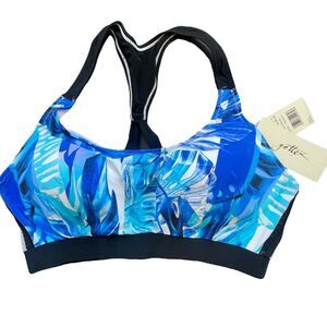 Gottex Free Sport SZ 36D Racerback Swim Bikini Top Padded Molded Lined Blue New